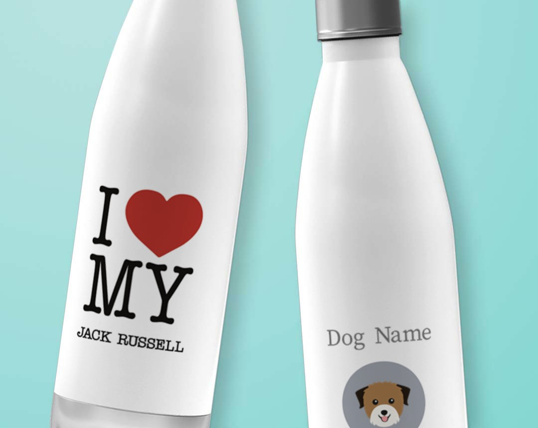 Two Insulated Metal Personalised Dog Water Bottles